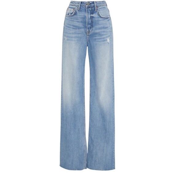 GRLFRND Carla Wide Leg Flare Distressed Jeans Women’s Sz 27 Gonna Fly Now - Picture 1 of 10